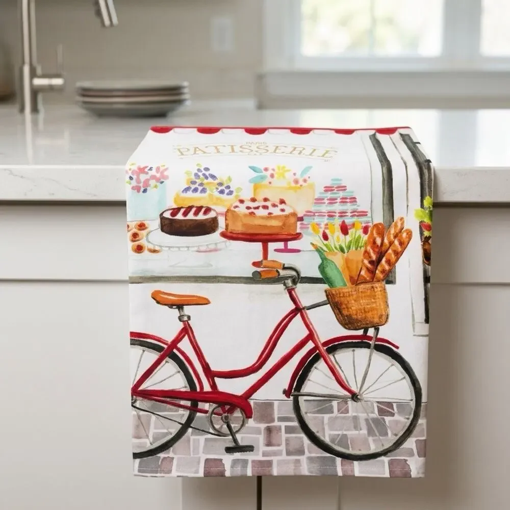 Sur La Table Patisserie Bicycle Dish Towels Set of 2 Cotton 18x28 Kitchen France